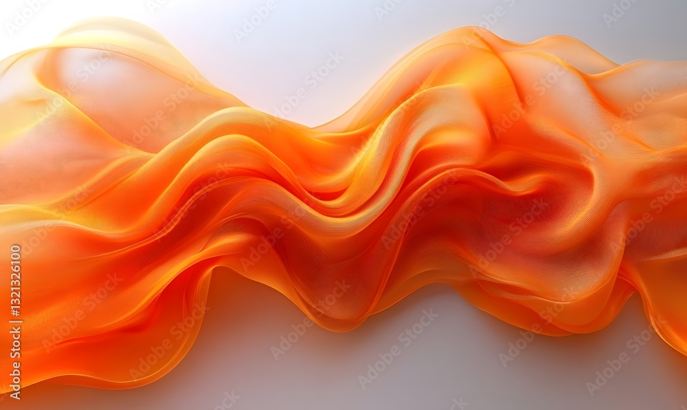 Fototapeta premium flowing orange fabric with wave pattern.