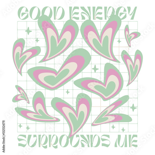 Heart-felt Energy: An illustration of hearts. Designed to evoke feelings of positivity and well-being. Capturing the essence of good energy and a sense of completeness.