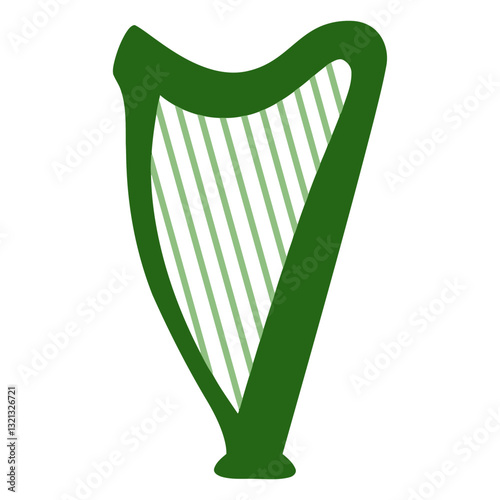 Harmonious Harp: The image showcases a symbolic representation of a traditional harp, crafted with clean lines and a vibrant color scheme that evoke a sense of cultural appreciation.