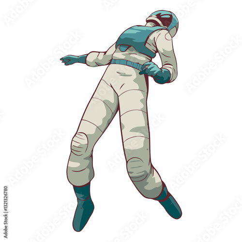 Astronaut Floating: An astronaut in a stylish space suit is seen floating, portraying the excitement and adventures of space exploration