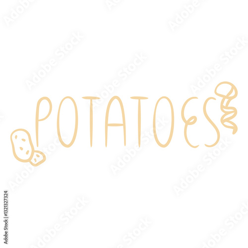 Potato Calligraphy: Artistic representation of the humble potato, an elegant sketch celebrates the potato's unique form and culinary versatility. 