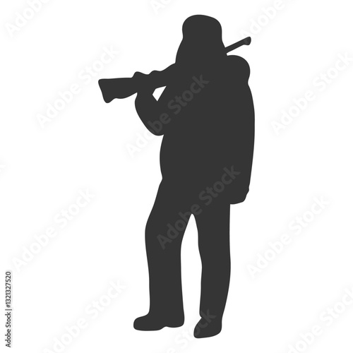 hunter gun left facing resting silhouette.