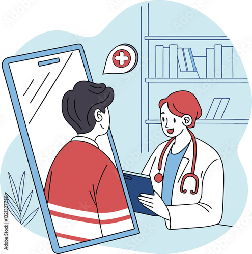 Online telemedicine consultation with doctor and mobile device