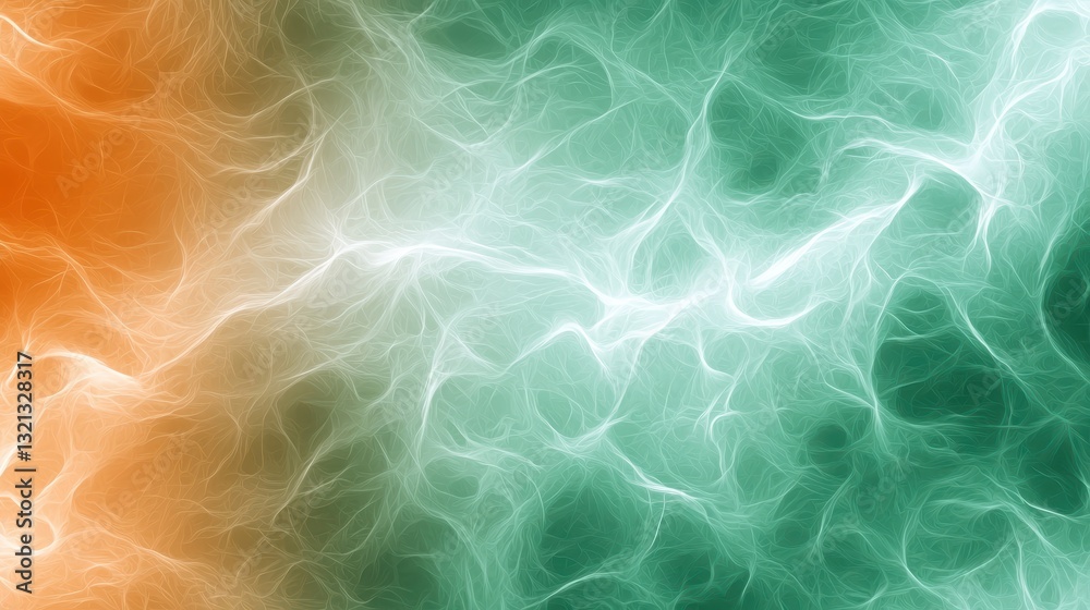 Obraz premium Vivid green and orange abstract background with dynamic white stripe, ideal for modern design