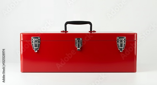 Classic Red Metal Tool Box: Sturdy Construction, Reliable Storage, Essential for DIY Projects and Professionals