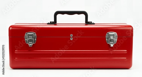 Classic Red Metal Tool Box Storage Container Carry Case