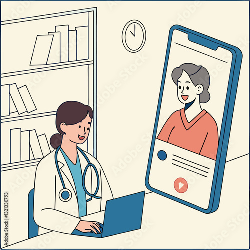 Online telemedicine consultation with doctor and mobile device