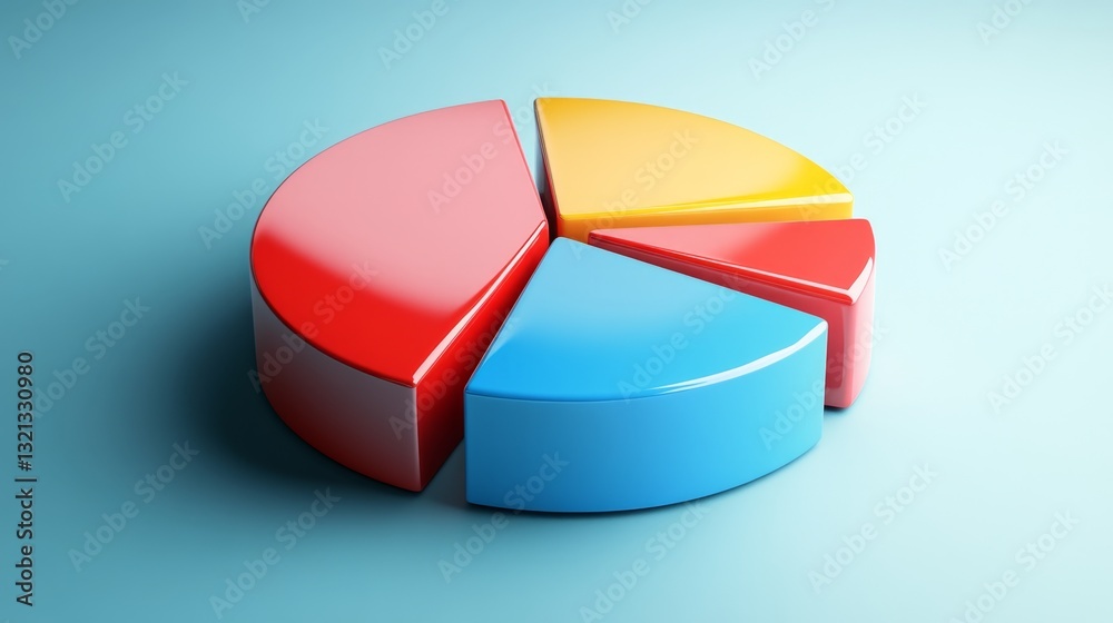 Obraz premium A well-balanced D pie chart with smooth, rounded edges and realistic shadows.
