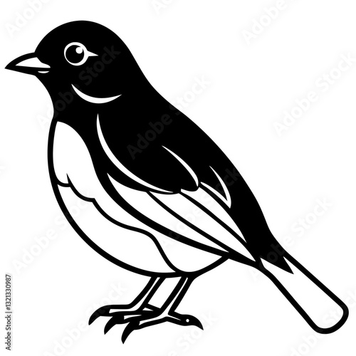 Bird and crow perched on a branch in a vector illustration photo
