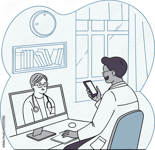 Online telemedicine consultation with doctor and mobile device