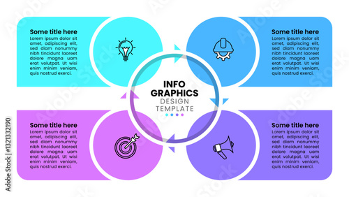 Infographic template. Circle with arrows and 4 banners