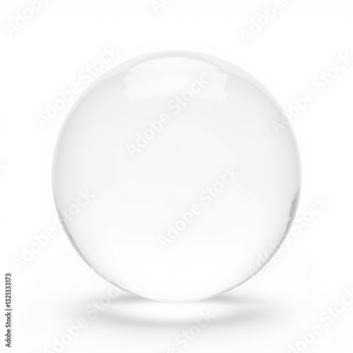Transparent glass orb, smooth surface reflecting light, ideal for decor or meditation spaces, versatile for artistic displays.