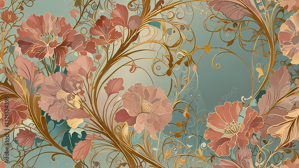 custom made wallpaper toronto digitalWhimsical Floral Motifs in Art Nouveau