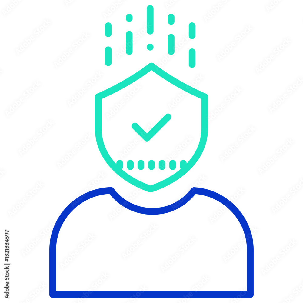 user security outline dual color icon user security outline dual color icon