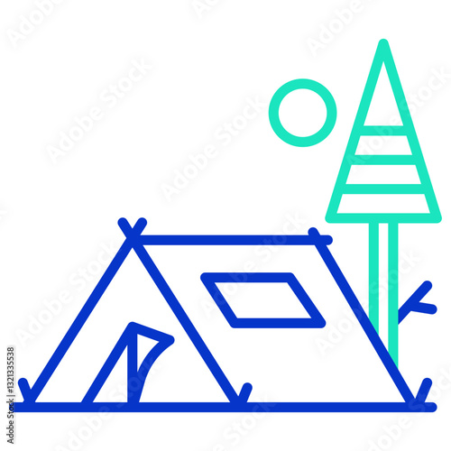 tent outline dual color icon