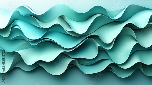 Teal paper wave abstract background design