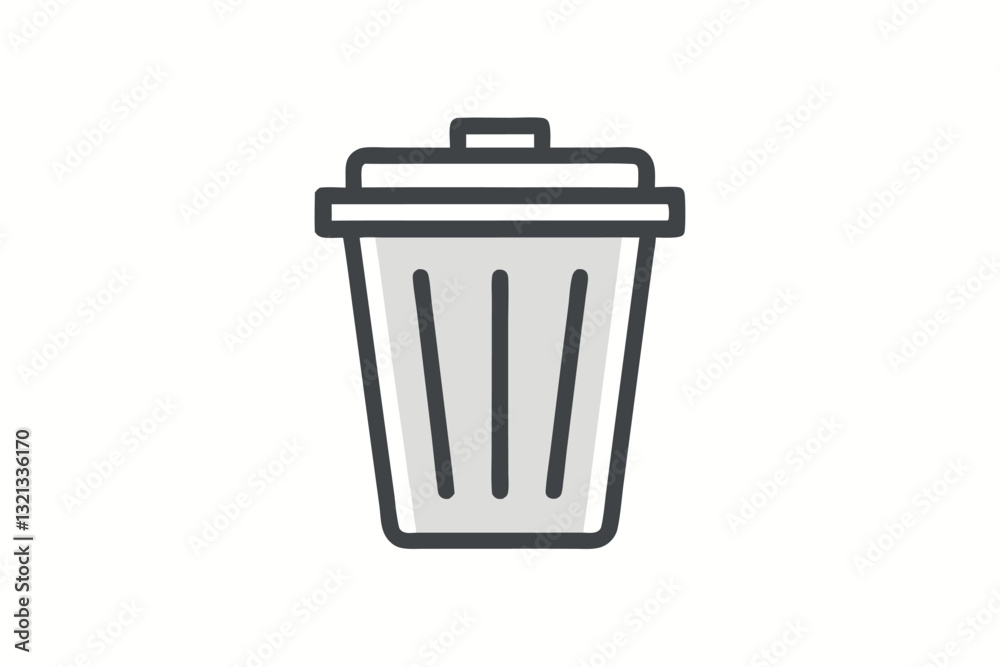 Simple Vector Illustration of an Isolated Trash Can Icon for Clean Graphic Design Simple Vector Illustration of an Isolated Trash Can Icon for Clean Graphic Design
