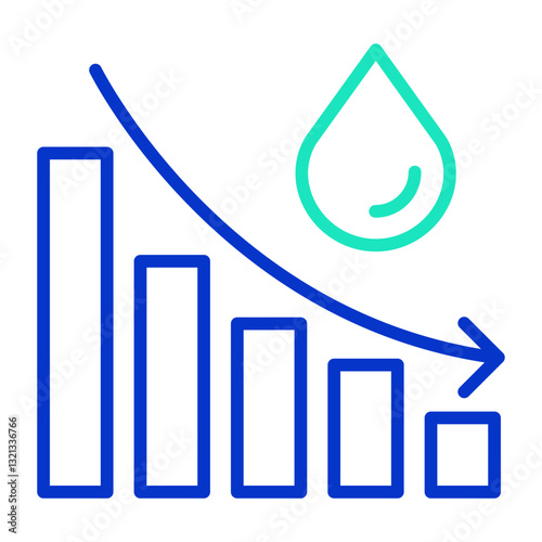 Oil prices drop outline dual color icon