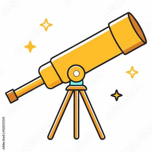 Golden Telescope on Tripod – Astronomy & Stargazing Illustration