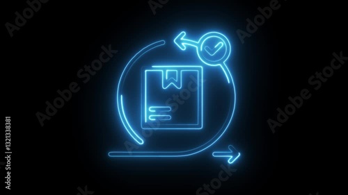 Glowing neon iteration  icon isolated on black background. HD Video motion graphic animation