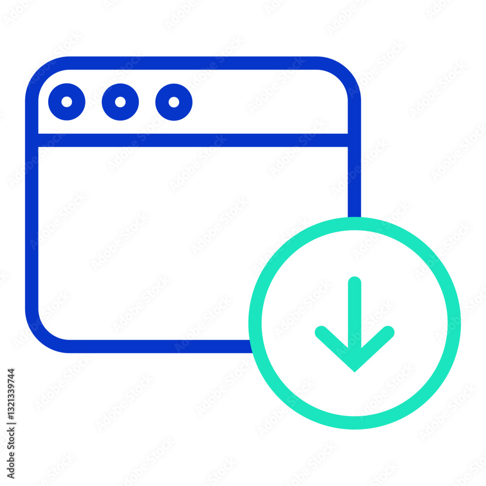 Browser Download outline dual color icon Browser Download outline dual color icon
