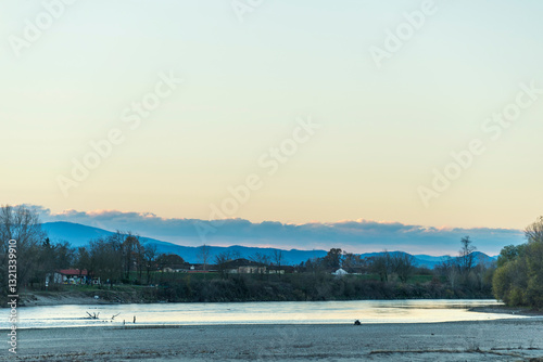 autumnal landscape inside the Santa Sofia ring on the Ticino river, Pavia, Italy