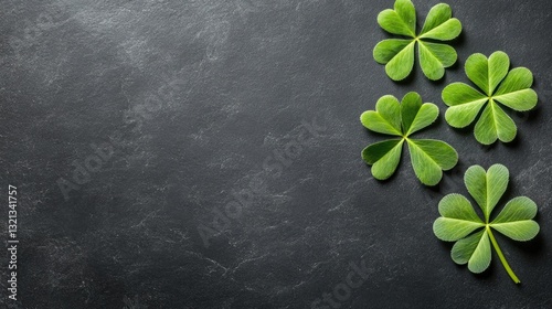 A minimalist St. Patrick's Day-themed banner showcases a detailed shamrock design against a striking black background
