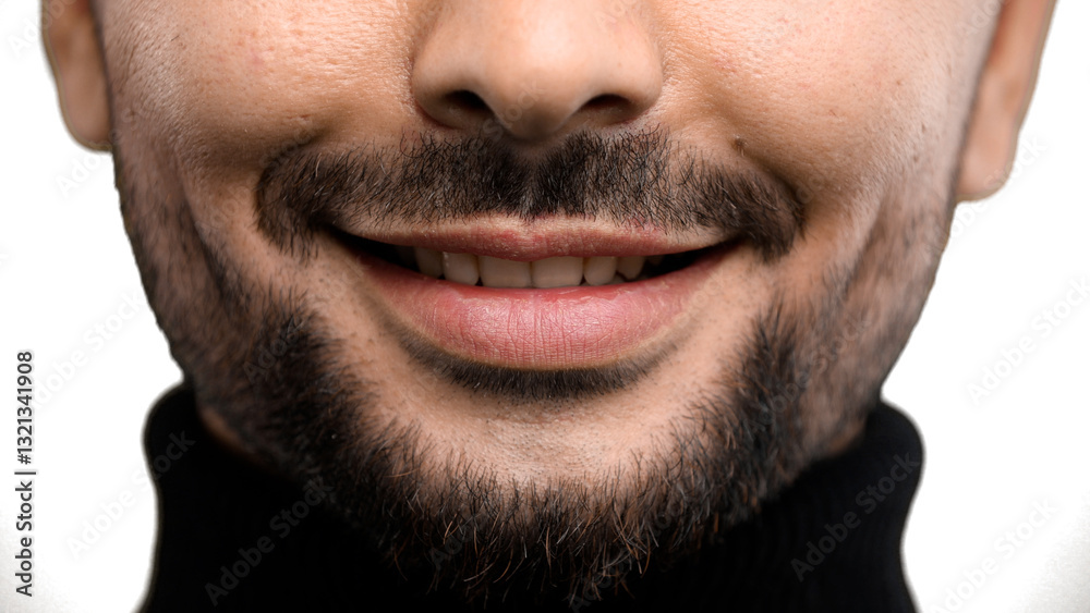 Obraz premium Man's mouth, close-up, on a white background