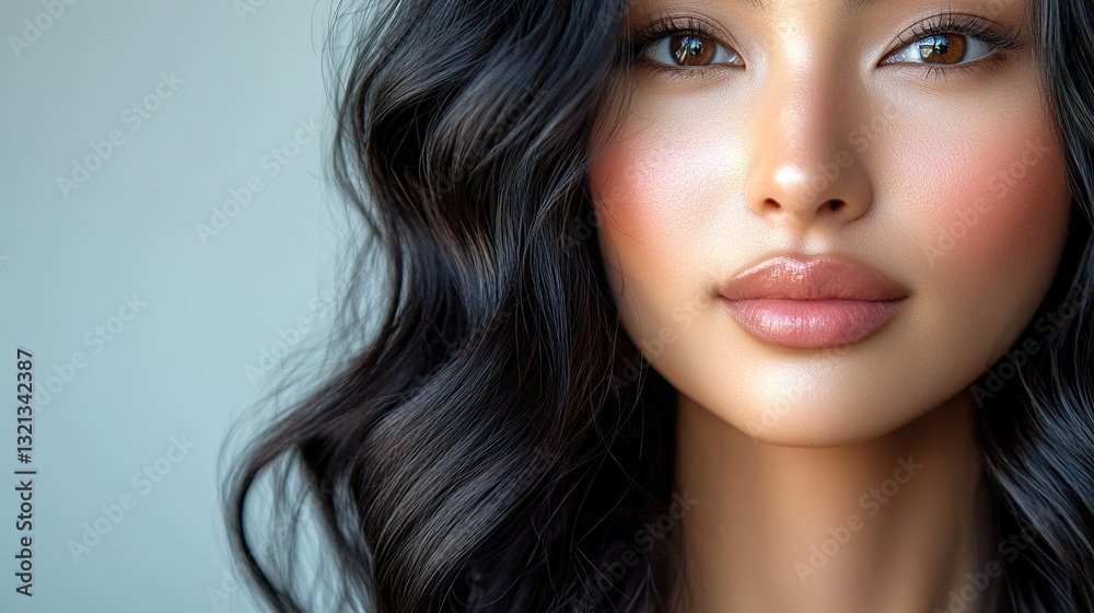 Naklejka premium A woman with dark hair and a tan face