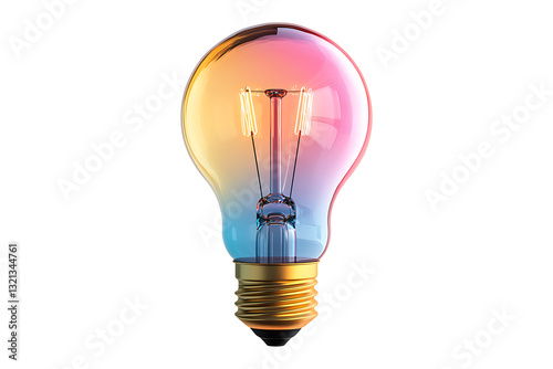 A coloured idea bulb Isolated on White and Transparent Background PNG Image.