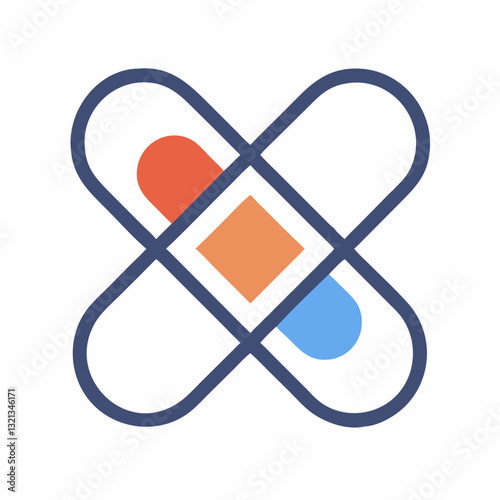 Minimalist Crossed Bandage Icon - Flat Medical Symbol