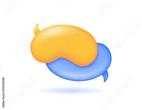 communication and chat concept. community app, discussion forum, messaging service. dialogue. illustration of a blue and yellow chat bubble. symbol or icon. minimalist 3d style design. element