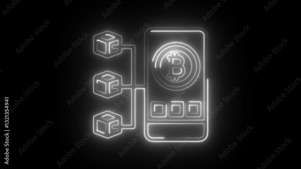 Glowing neon decentralized icon isolated on black background. HD Video motion graphic animation Glowing neon decentralized icon isolated on black background. HD Video motion graphic animation