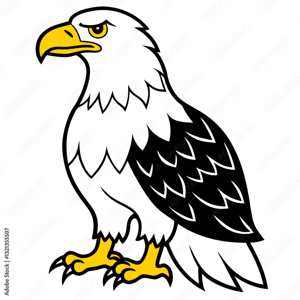 Fototapeta premium Cartoon illustration of an eagle isolated on a white background