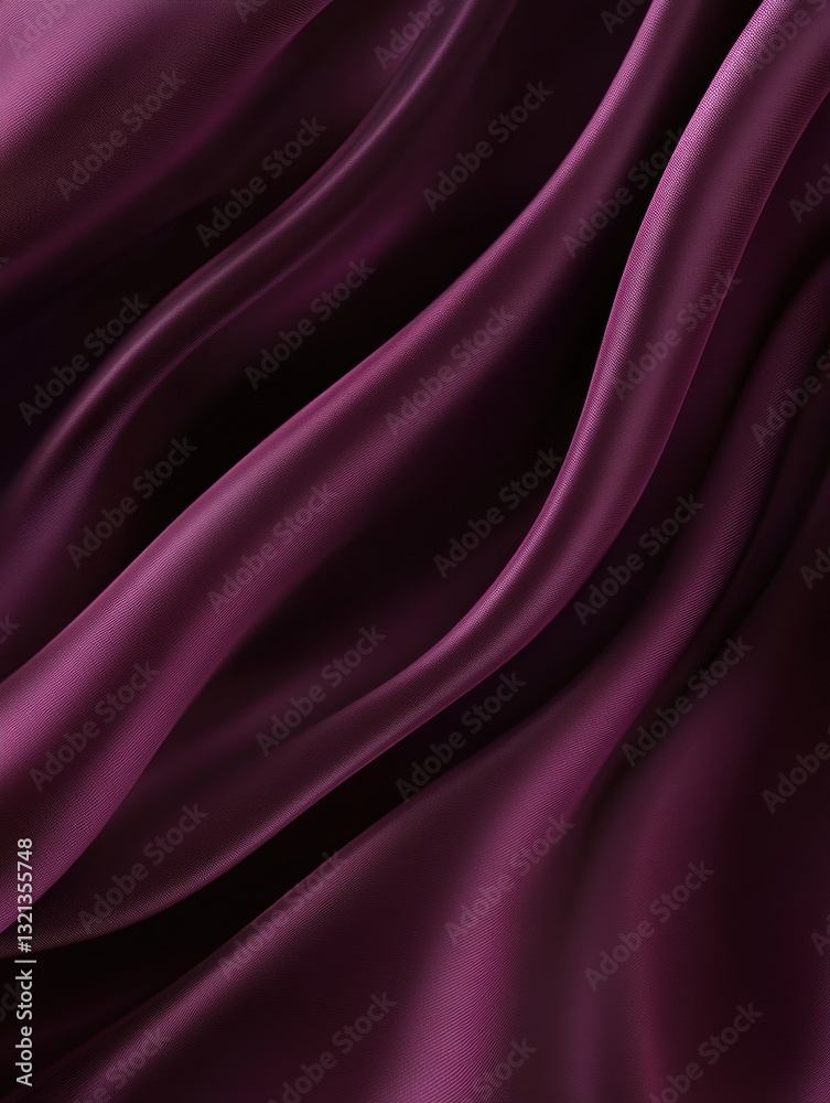 Fototapeta premium Dramatic folds of deep purple fabric create an elegant, luxurious backdrop with flowing shapes