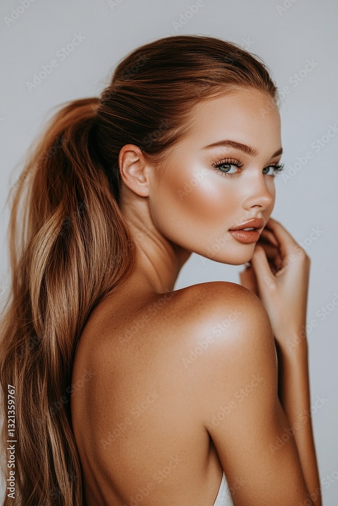 A woman with long brown hair and a tan complexion poses for a photo A woman with long brown hair and a tan complexion poses for a photo