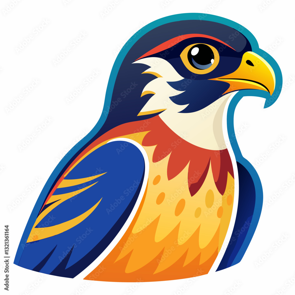 Fototapeta premium Flying eagle vector illustration with a flag symbol on blue