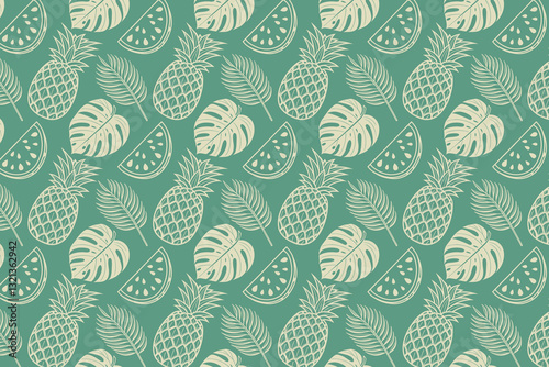 Summer tropical Seamless floral pattern with leaves and flowers for wallpaper and textile design