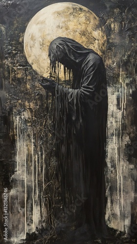 Moonlit Melancholy: A Dark Figure in the Night