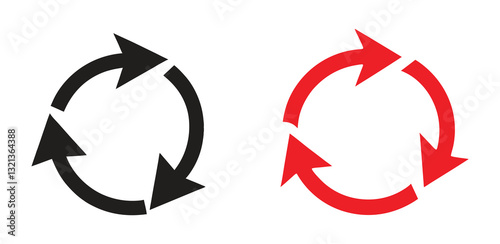 Circular Arrows of Recurrence: Two sets of circular arrows, one in black and one in vibrant red, symbolizing the continuous cycle of renewal, repetition, and processes.