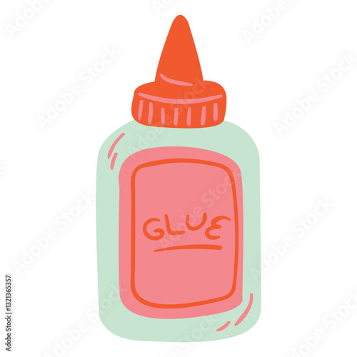 Artistic Adhesive: A whimsically illustrated bottle of glue, a staple for crafts, projects, and binding. A simple illustration.