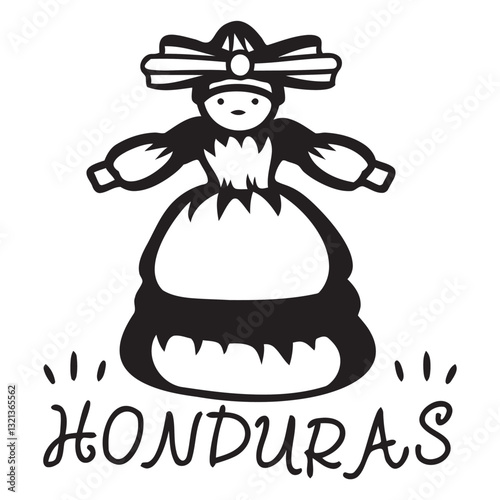 Honduras Heritage: An intricate illustration portrays the spirit of Honduras, featuring a traditional doll in a classic attire, embodying the country's cultural heritage.