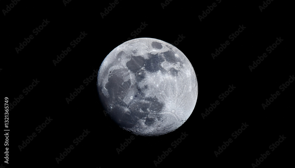 Naklejka premium Beautiful glowing big fullmoon on a dark night sky background