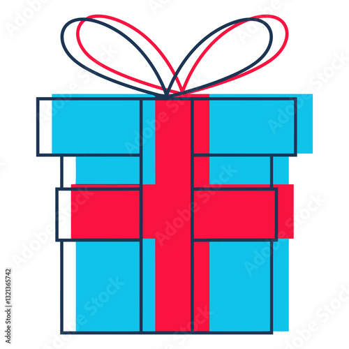 Gift Box Illustration: A festive gift box adorned with a red ribbon and bow, ready to bestow joy and excitement. Evoking feelings of anticipation and celebration.