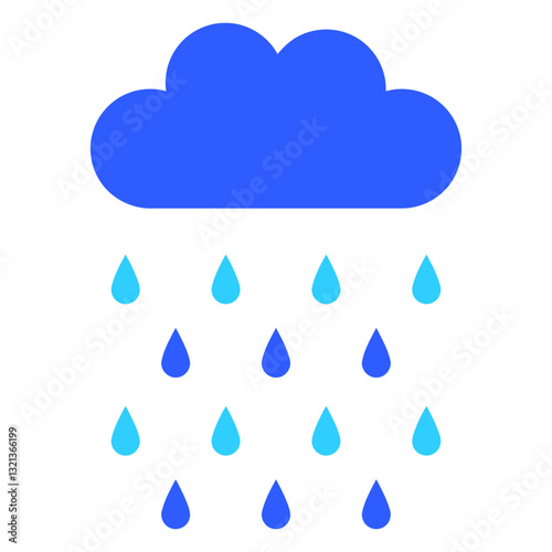 Rainy Day Graphic: A stylized illustration presents a vibrant blue cloud, releasing a cascade of raindrops, a visual representation of rainfall.
