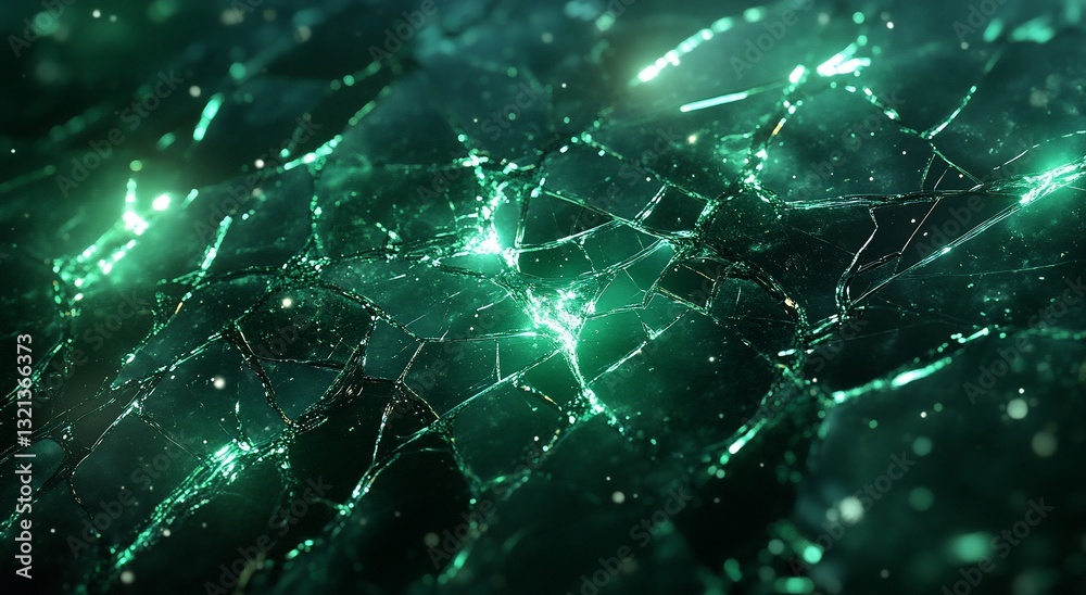 Green shattered glass background with light reflections, use for website background Green shattered glass background with light reflections, use for website background