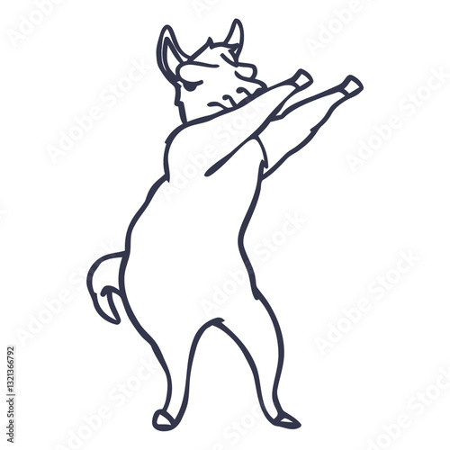 Dabbing Llama: A whimsical outline drawing of a llama is captured in a trendy dabbing pose, combining the charm of this animal with a modern gesture.