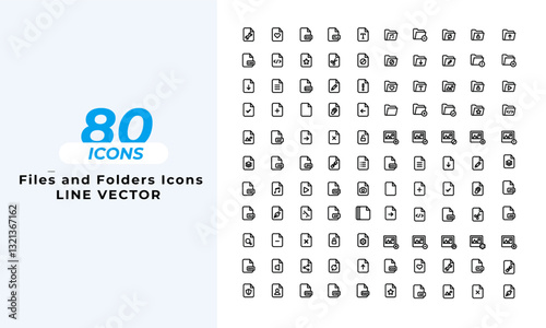 Files and Folders Line Icons Set Layout Vector Template. Vector illustration in line style of icons	
