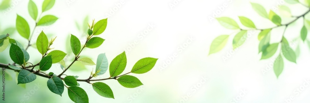 Leafy branches with delicate green leaves isolated on white background, forest, foliage, plants Leafy branches with delicate green leaves isolated on white background, forest, foliage, plants