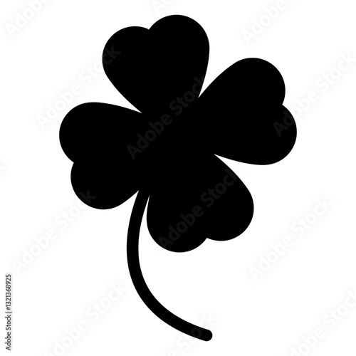 Lucky Charm: A simple, elegant silhouette of a four-leaf clover against a clean backdrop, symbolizing luck, hope, and the promise of good fortune.
